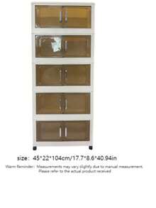 1PC 45/60CM Foldable Storage Cabinet, 1-5 Tier Double Door Storage Organizer, Thickened Plastic Wheeled Storage Cabinet, Living Room Toy & Snack Multi-Layer Cabinet, Clothes Storage Cabinet, Home Dust-Proof Shelving, Home Storage Rack, Storage Box, Plastic Container, Oil Bottle, Kitchen Storage Supplies, Cup Rack, 1 Oil Bottle, Spoon Rack, Kitchen Storage Rack - Multicolor - View 15