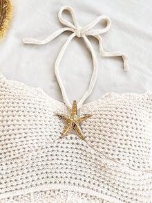 Soleia 度假性感露背吊带背心和迷你裙两件套，适合音乐节、波西米亚风、假日约会、下午茶等场合。 - 米色 - 查看 7