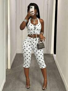 Slaydiva Quần jeans nữ cạp thấp in họa tiết chấm bi - Đen và trắng - Xem 3