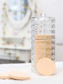 1pc Cotton Pad & Swab Holder, Clear Cosmetic Organizer For Bathroom, Makeup Storage Box With Lid, Face Cotton Q-Tip Dispenser - Multicolor - View 5