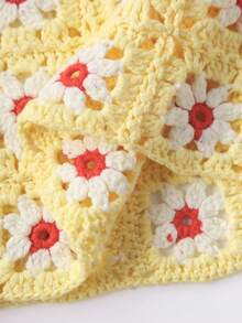 Women's Casual And Cute Y2K Hand-Crocheted Totem Pattern Yellow Camisole Vest Top, Suitable For Summer Outings, Music Festivals, Country Concerts, Beach Holidays And Daily Street Wear. - Yellow - View 3