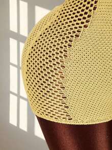 Amplova Women's Spaghetti Strap Backless Jumpsuit With Deep V Neck, Suitable For Vacation Outfit, Cute & Mini - Yellow - View 8