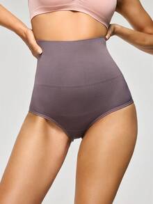 SHAPORA Women's Simple Solid Color High Waist Seamless Shaping Bottoms - Purple - View 3