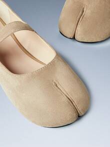 CUCCOO GRLICON Zapatos planos de moda para mujer con punta cuadrada, zapatos cómodos de estilo vacacional para fiestas y eventos, nuevos zapatos de tacón plano con hebilla y punta dividida, cómodos para la primavera y el otoño - Albaricoque - Ver 4