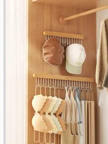 Solid Wooden Wall Mounted Pull Out Hanger For Underwear Hats Scarves Ties Vests Closet Organizer For Women TShirts Pants Dresses Winter Spring Summer Wear - Multicolor - View 2