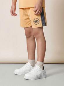 SUMWON Regular Boys Raglan Tee And Shorts Co-Ord Set With Future Athletic Champions 1985 Print - Orange - View 3