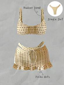 Elavelle Bộ bikini và quần tam giác gợi cảm chấm bi mùa hè dành cho nữ. - Nhiều màu - Xem 1
