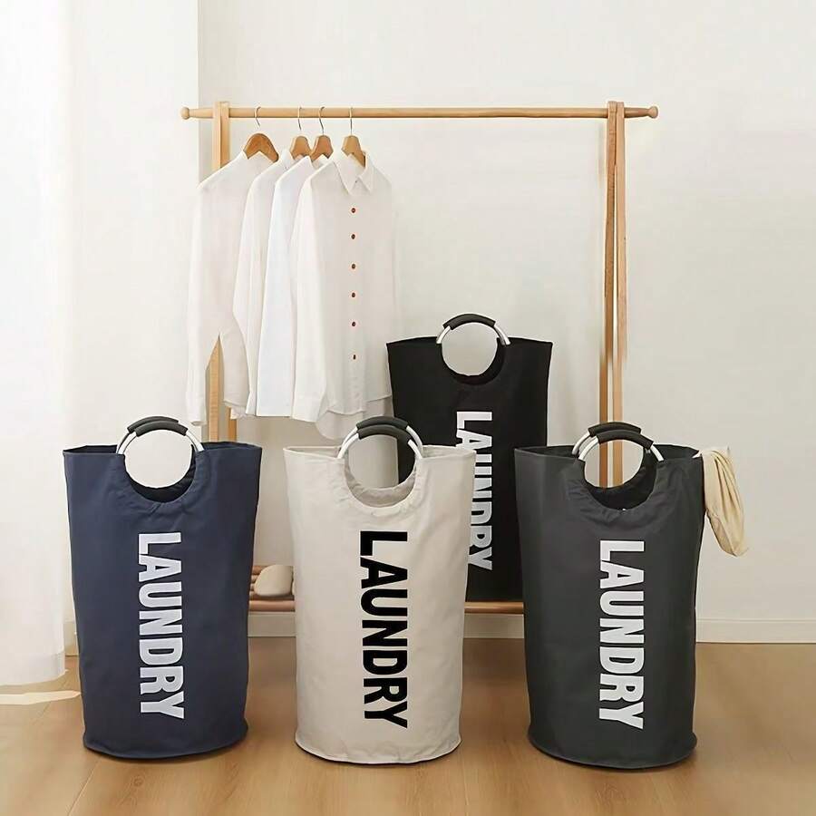 Waterproof Laundry Basket With Foam Padded Aluminum Handle, For Dorm & Home Dirty Clothes Storage - Multicolor - View 1