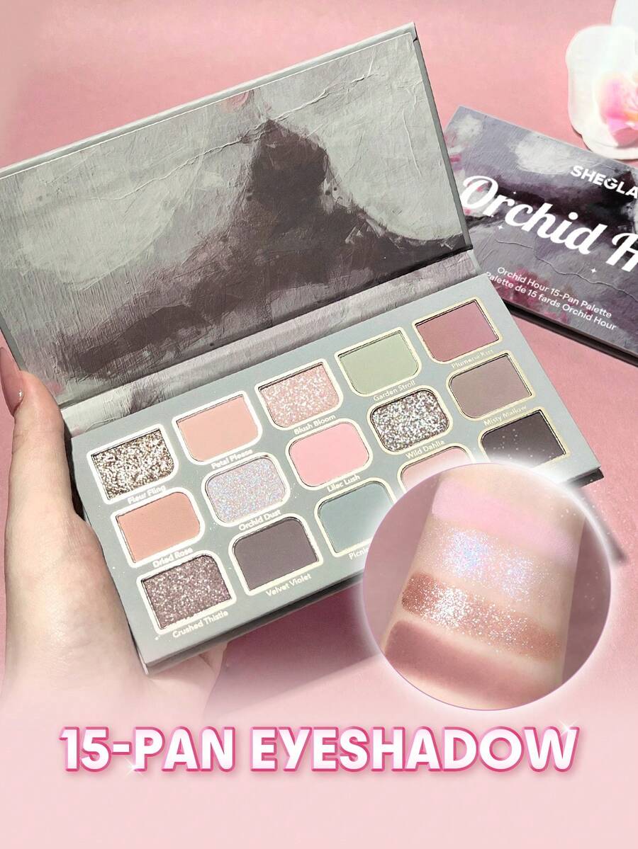 SHEGLAM Orchid Hour 15-Pan Palette Brand Beauty Makeup Face Paint Cosmetic For Women Girls Perfect For Spring Summer Ideal For Y2K Fancy Fashion Suitable For Birthday Mother'S Day Gift Rave Party Ready Best Color - Orchid Hour - View 1