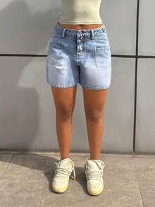 StreetHx Shorts vaqueros versátiles y casuales de moda para mujer, de verano - Lavado ligero - Ver 6