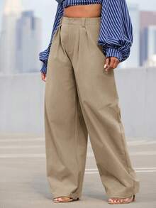 Vixey High Waist Pleated Barrel Leg Office Pants, Office Wear, Workwear, Desk To Dinner - Camel - View 4