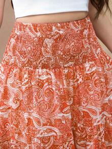 Flirla Váy maxi cỡ lớn dành cho nữ, in họa tiết hoa điều, phong cách Bohemian. - trái cam - Xem 4