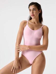 Loungeista 1件女款無縫塑身連身衣，丁字褲底，顯瘦塑身連身衣，收腹連身衣，塑身衣，夏季腰部塑形衣 - 淺粉色 - 查看 8