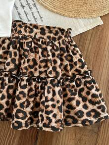 SHEIN LMoss Kids LMoss 女婴针织纯色吊带背心 + 印花雪纺迷你裙两件套 - 彩色 - 查看 4