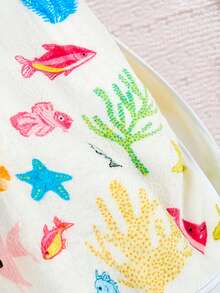 Đầm đi biển có mũ in hình sao biển cho bé gái - trắng - Xem 3