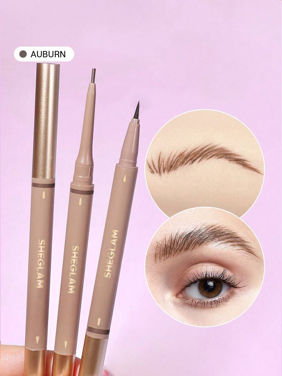 SHEGLAM Brows On Demand 2-In-1 Brow Pencil-Auburn Waterproof Liquid Eyebrow Pen Sweat-Proof Anti-Oil Brow Filling Outlining Eyebrow Cream Gel Makeup Brand Beauty Makeup Face Paint Cosmetic For Women Girls Perfect For Spring Summer Ideal For Y2K Fancy Fashion Suitable For Birthday Mother'S Day Gift Rave Party Ready Best Color - Auburn - View 1