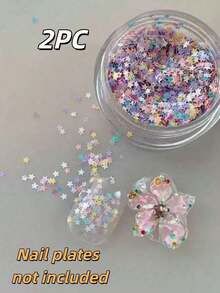 2盒 1mm 原創設計美甲愛心亮片亮粉糖果彩色愛心水鑽，甜美仙系美學閃亮裝飾元素，DIY美甲、假指甲貼片、穿戴甲手工製作禮物配件 - 彩色 - 查看 3