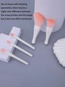 5Pcs 1Set White Shell Pattern Makeup Brush Set With Mirror Portable Mini Makeup Brush Boxed Multi Function Paint Powder Blusher Brush Professional Makeup Kit Complete Makeup Gift Set - Multicolor - View 10