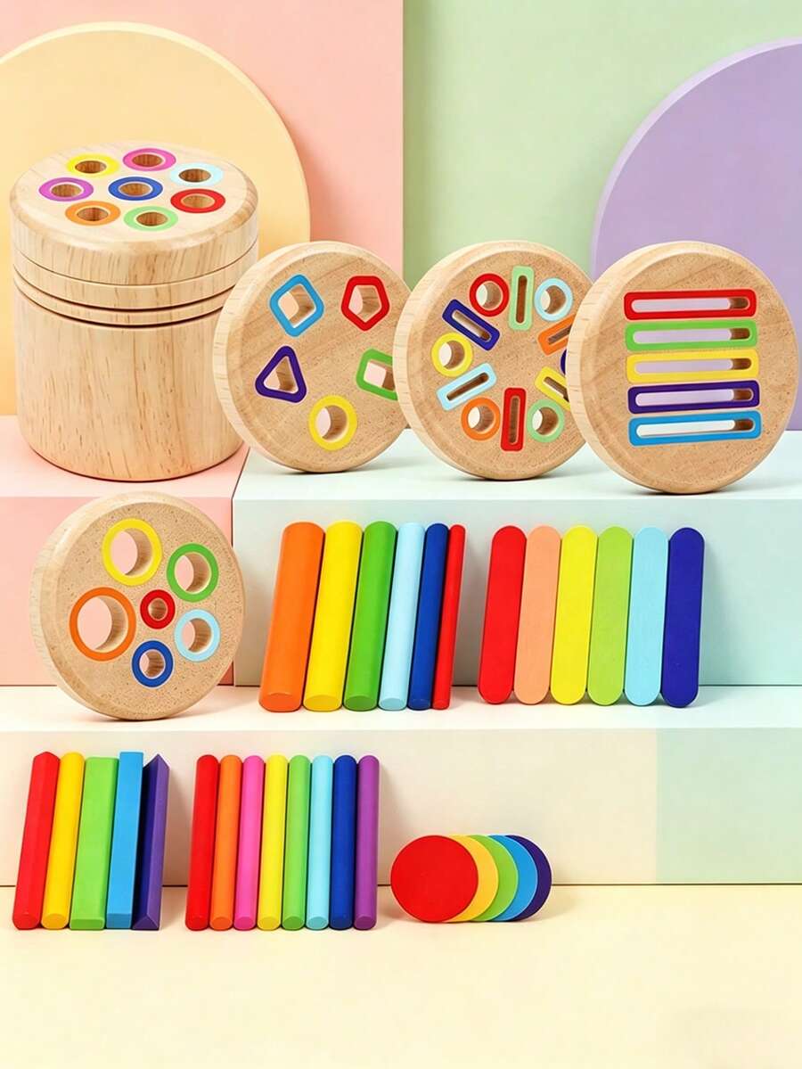 MINKOJA Una taza magnética de clasificación de colores de madera multifuncional 5 en 1, un juego para la práctica de clasificación y conteo de colores, perfecto como regalo de cumpleaños para niños, juguetes de madera (apto para mayores de 3 años)