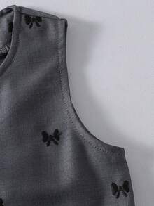 Elladie kids Đầm không tay thêu nơ hoa thanh lịch dành cho bé gái - Xám - Xem 7