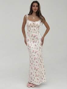 Aloruh Đầm bodycon đuôi cá họa tiết hoa nhỏ xinh dành cho nữ đi nghỉ - Nhiều màu - Xem 3