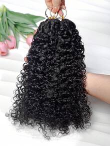 Boho Braids Burmese Curly Knotless Pre-Separated Crochet Hair Extensions 100% Human Hair Burmese Curly Feather Hair Boho Braid Feather Line Hair Braids Natural Color - Natural Black - View 16