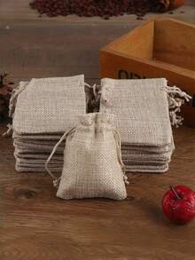 25PCS 50PCS 100PCS DRAWSTRING BURLAP JUTE GIFT BAGS DIY WEDDING FAVOR PACKAGING JEWELRY WRAPPING POUCHES SMALL BUSINESS SUPPLIES - View 3