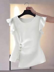 GlowEve CURVE Áo sơ mi cổ bẻ thanh lịch và thời trang cỡ lớn, thiết kế thắt eo, thoải mái cho các buổi hẹn hò và đi làm. - trắng - Xem 1