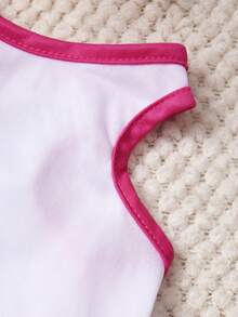 1 chiếc áo tank top in chữ hình mèo con dễ thương cho thú cưng, màu trắng phối hồng đỏ, kiểu dáng thường ngày, mềm mại, thoáng khí, chống rụng lông. - Nhiều màu - Xem 2