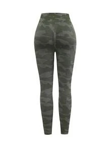 SHEIN BamGlam Women Sports Leggings - Army Green - View 8