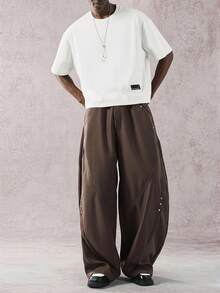 STYNVO Camiseta casual holgada de cuello redondo con gráfico de letras para hombre - Blanco - Ver 3