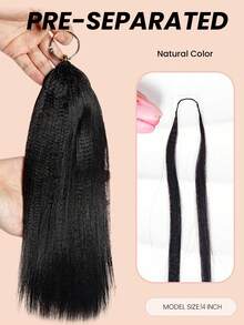 Boho Braids Tóc giả móc sợi Yaki màu sáng, đã được tách sẵn, làm từ tóc người Remy, kiểu thẳng, mềm mại, trọng lượng 50g/150g/250g, không đường nối, vô hình, phù hợp cho tóc mỏng của phụ nữ. - Natural Black - Xem 3