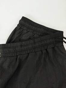 GymBeat Pantalones deportivos con cordón en la cintura y estampado de letras, versátiles para hombres - Negro - Ver 3