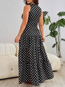 Solflare Yellow Sleeveless Maxi Dress Plus Size 2 Pieces Set - Multicolor - View 2