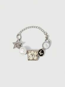 ROMWE Kawaii 1pc Fashionable Retro Personalized Y2K Hip-Hop Star, Butterfly, Heart Chain Bracelet, Versatile For Women To Wear In Summer, Festivals, Parties, Beach, Prom - Multicolor - View 1