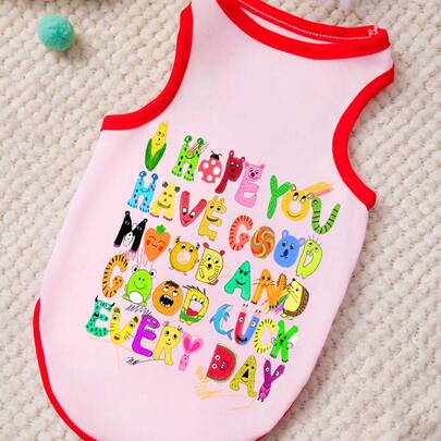 PETSIN Áo vest cho thú cưng in hình sư tử nhỏ, ếch ngô, sâu bướm dễ thương, màu hồng và đỏ, kiểu dáng giản dị, mềm mại và thoáng khí, chống rụng lông.