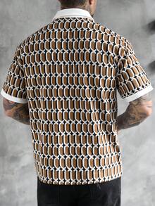 Manfinity Homme 男士格纹提花 Polo 衫，时尚男士衬衫，适合外出、派对、聚会、街头风等各种场合，包括高端休闲、日常休闲、周末旅行、户外活动、探险旅行、轻松的工作环境或半正式场合。也是送给男友/丈夫、周年纪念/生日、派对、圣诞节和新年等场合的理想礼物。 - 彩色 - 查看 2