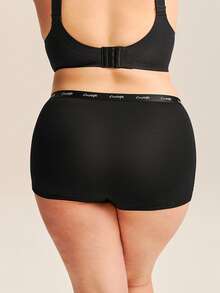 LUVLETTE Plus 3-Pack Women Plus Comfortable Cotton Logo High-Rise Boyshorts-Black - Multicolor - View 12