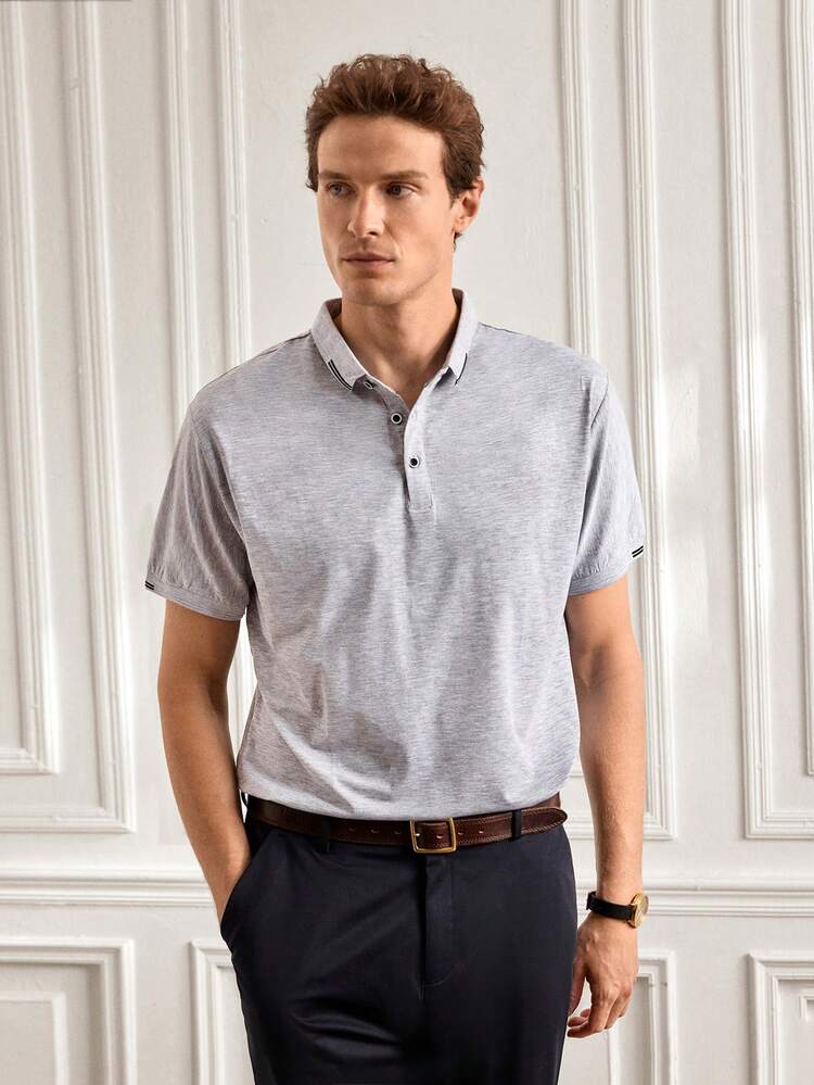 Officeau 1 Peça Camisa Polo Masculina Leve e Respirável na Cor