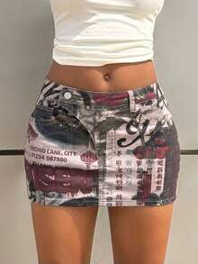 StreetHx Minifalda ajustada de mujer, de moda casual y sexy, con estampado versátil - Multicolor - Ver 7