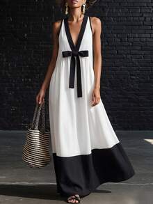Omancia Sleeveless Camisole Fabric Patchwork Elegant Romantic Casual Commute Slouchy Women Dress, Vacation - Multicolor - View 1