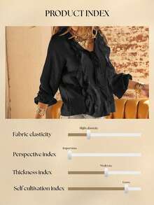 Aralina Ruffled V-Neck Long Sleeve Front Tie Blouse - Black - View 9