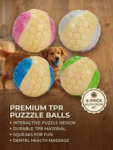 PETSIN 1个TPR材质多色条纹发声球，直径6厘米，适合狗狗互动玩耍 - 非常适合喜欢玩耍的狗狗 - 彩色 - 查看 6