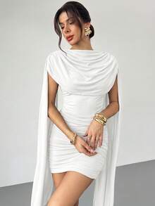 asdFirerie Vestido elegante y casual con cinta fluida y delgada, vestido de festival/vestidos elegantes para fiesta/atuendos de Acción de Gracias para mujeres/vestido de Año Nuevo/vestidos de invierno para mujeres/ropa de otoño/vestido de Año Nuevo/vestido de fiesta/falda negra/vestido negroasd TYJH - Blanco - Ver 6