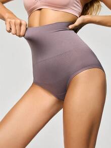 SHAPORA Women's Simple Solid Color High Waist Seamless Shaping Bottoms - Purple - View 2