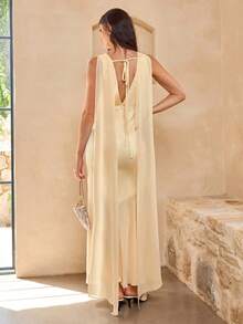 Enchnt Summer Romantic Women's Yellow Satin Backless Sleeveless Maxi Dress,Sweet&Elegant Dresses For Wedding, Vacation&Party&Date&Easter&Social&Going Out, Bridal Shower Dresses,Summer Outfit Women,Summer Dresses For Women - Light Yellow - View 2
