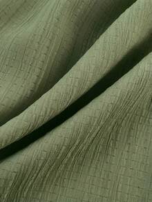 SHEIN EZwear 女士字母印花双色梭织阔腿裤套装 女士夏季长裤 女士半身裙 阔腿裤 女士高腰短裤 女士休闲半身裙 - 橄欖綠 - 查看 4