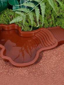 1 Set de 2 piezas Piscina para reptiles con rampa inclinada y plato de agua para tortuga, gecko, serpiente, lagarto, hábitat de diseño poco profundo, área de alimentación y natación, decoración de terrario - Multicolor - Ver 2