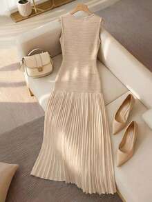 Franclia Đầm nữ thanh lịch, thường ngày, lãng mạn, dáng rộng, gợi cảm, thích hợp cho tiệc tùng, hòa nhạc, họp mặt, ngày Valentine, hẹn hò, đi chơi, sinh nhật, năm mới, đầm hè, đầm lễ hội, đầm đi biển, đầm dự tiệc, đầm trắng, đầm màu mơ, đầm vải chắp vá, đầm xếp ly, đầm chữ A ... - Màu be - Xem 2