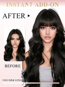 Tóc mái kẹp 100% tóc thật NC# Màu đen tự nhiên, tóc mái kẹp có phần thái dương, tóc mái giả bằng tóc thật, tóc nối cho nữ sử dụng hàng ngày - Natural Black - Xem 5